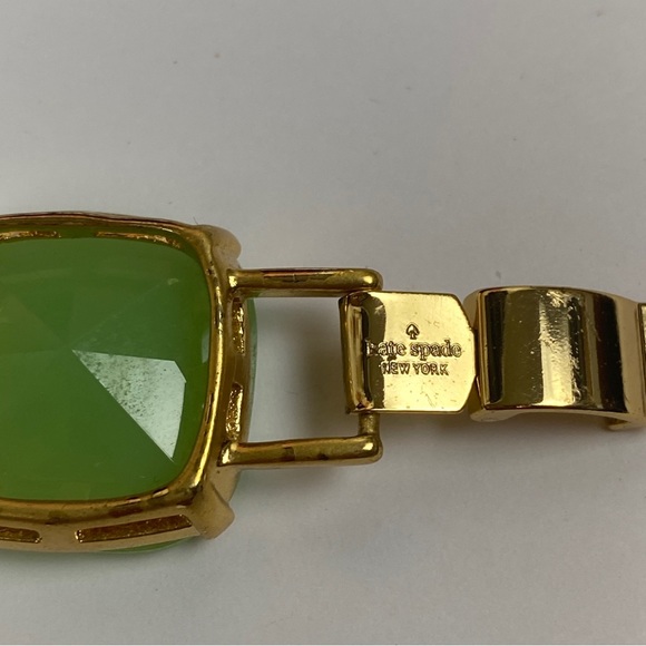Kate Spade New York Green Stone Square Block Gold Tone Bracelet 7 inches - Picture 5 of 5